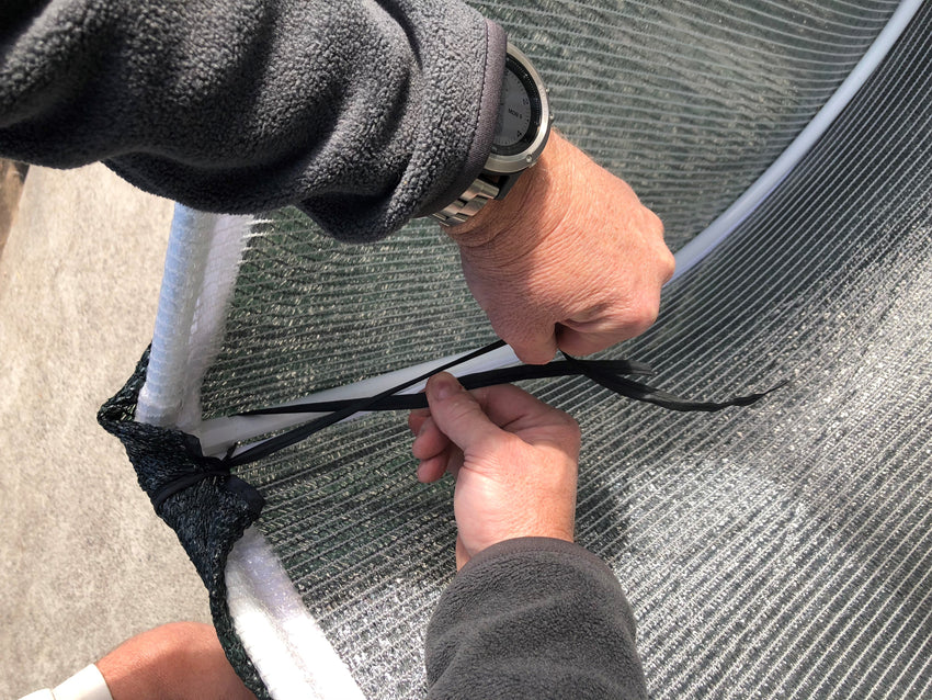 How to tie a shade cover on a Vegepod